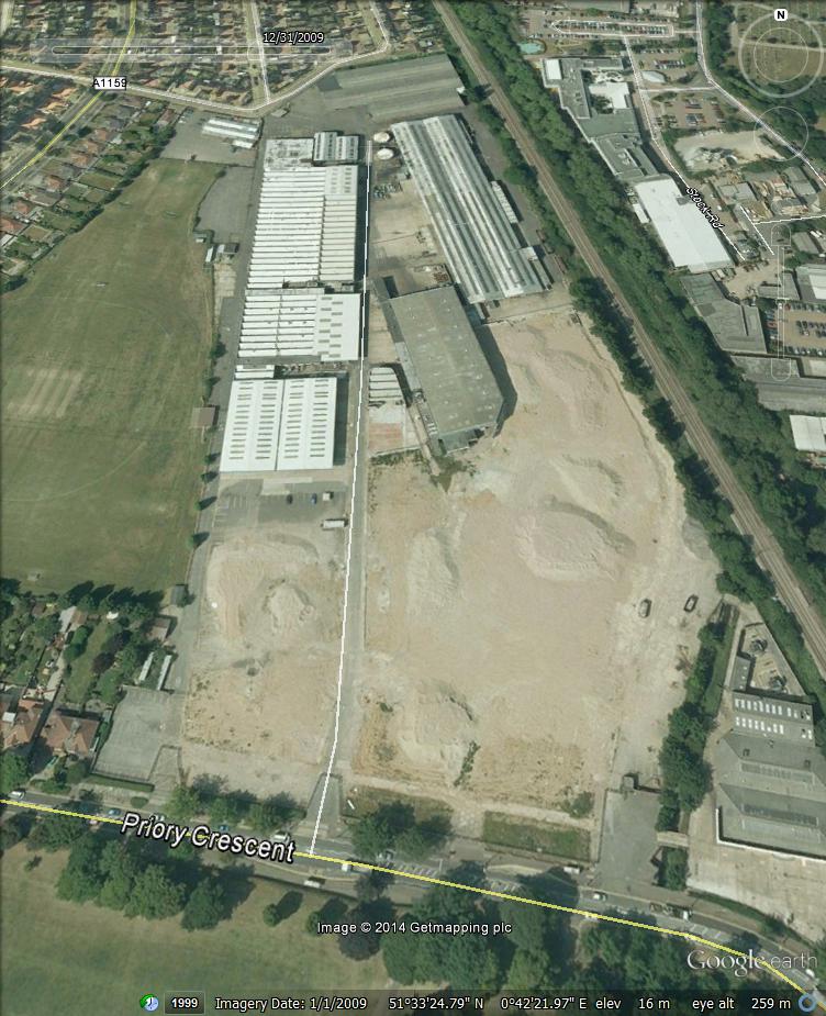 The Priory Crescent site in 2009