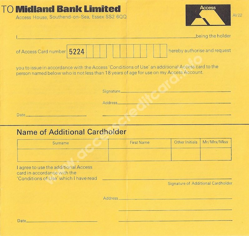 Additional cardholder form