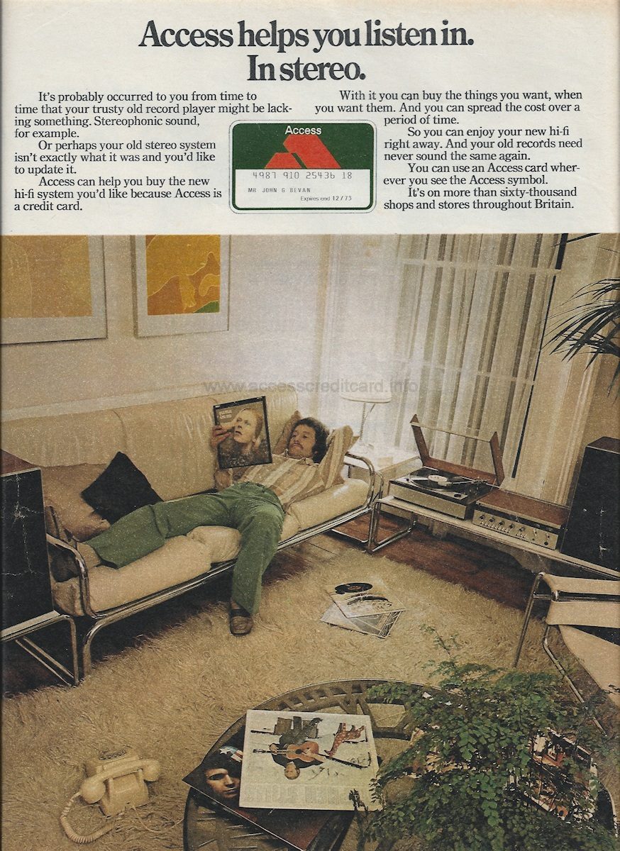 Access helps you listen in. In stereo. (1972/3, unknown source)
