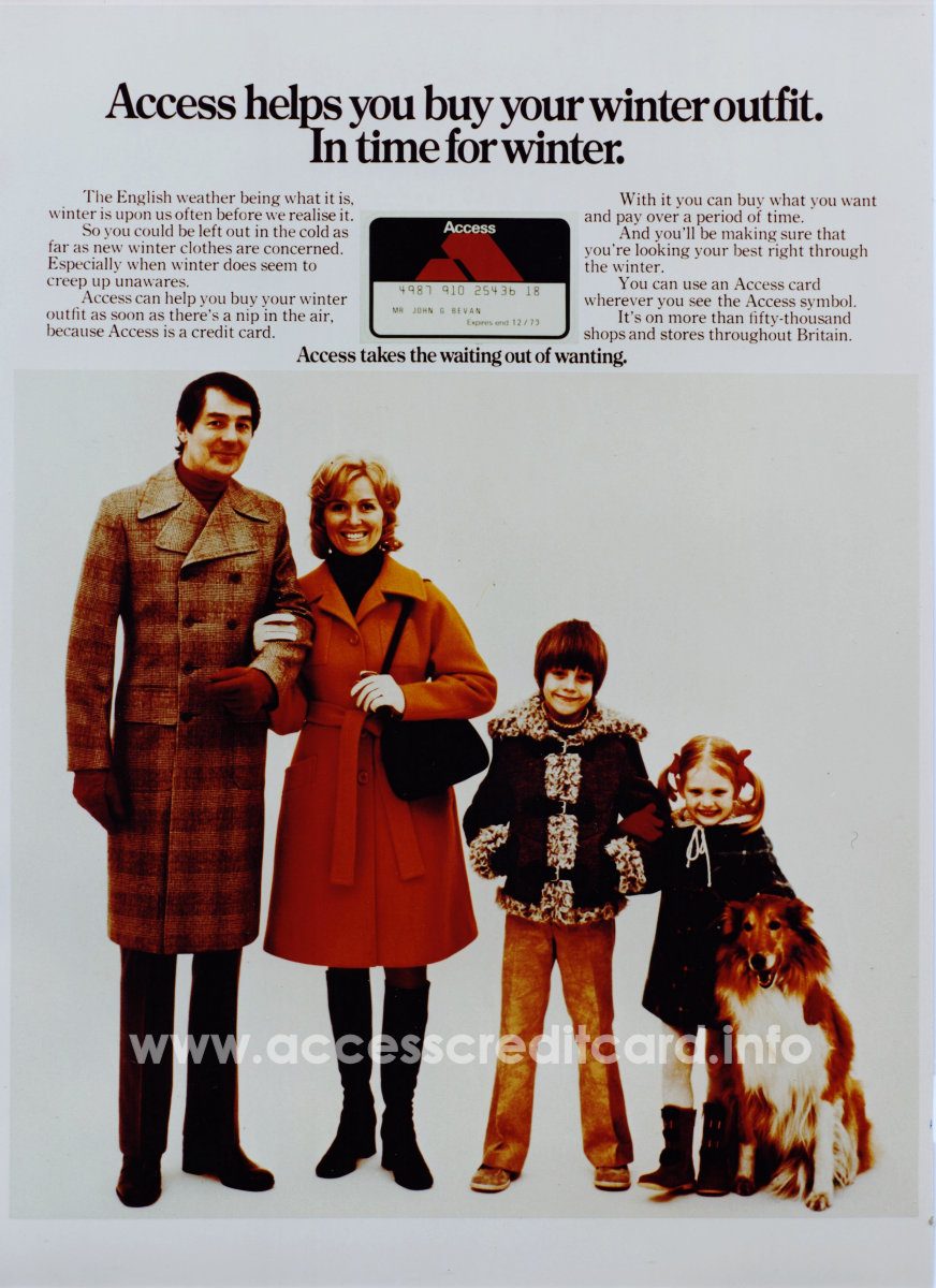 Access helps you buy your winter outfit. In time for winter. (1972/3, unknown publication. Supplied by Stew Mills)